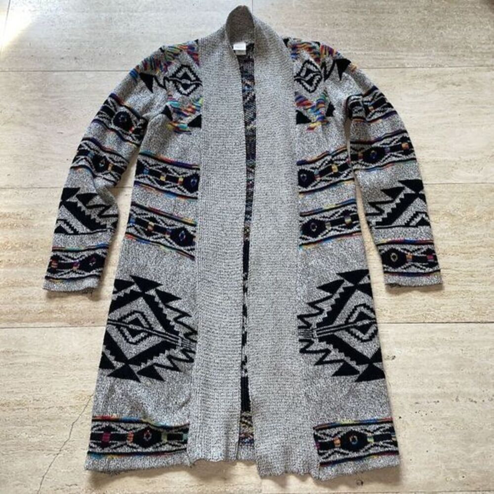 Northern Angel Aztec Southwestern Open Front Long Cardigan Dusterβ Sweater M